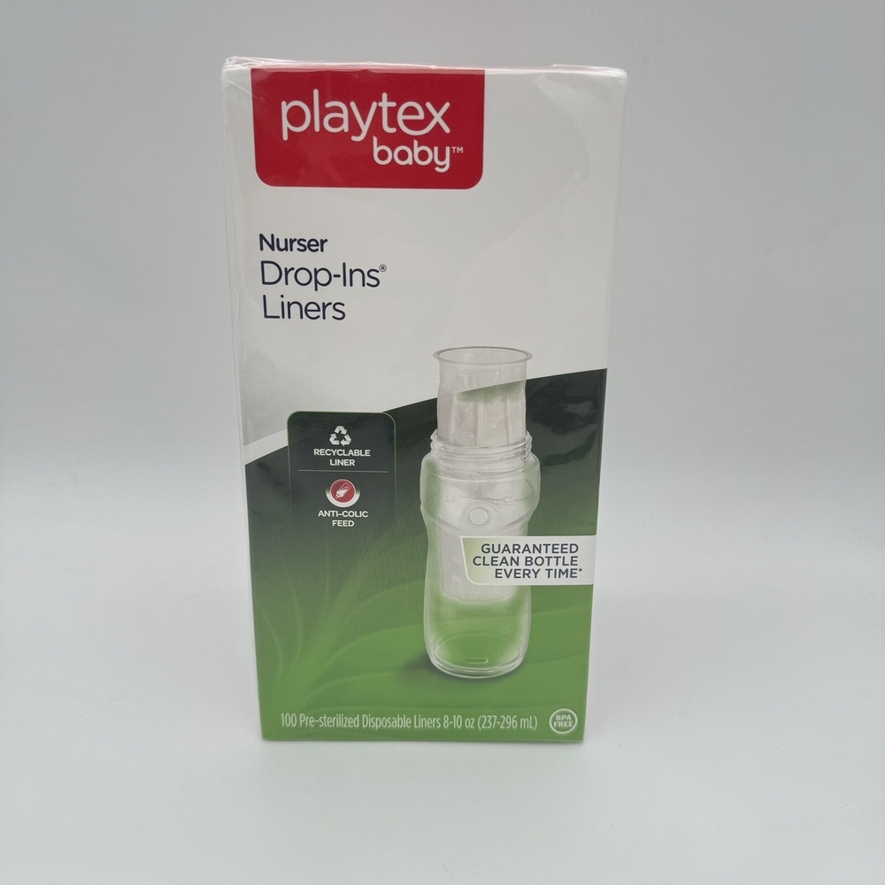 Playtex Baby Drop-ins Liners 100 For Baby Nurser Bottles 8-10 Oz Sealed New